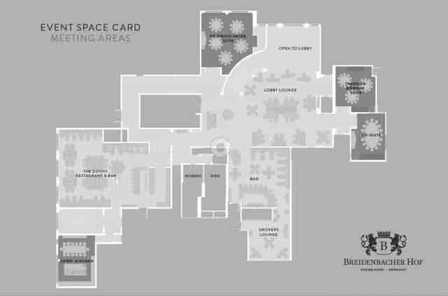 Kö-Salon floor plan at Breidenbacher Hof for corporate meetings and networking events.