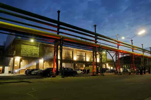 Industrial Federnfabrik at Areal Böhler: atmospheric architecture for product launch and gala.