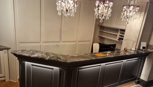 Elegant hotel reception desk in Winter Garden, ideal for corporate event registration.