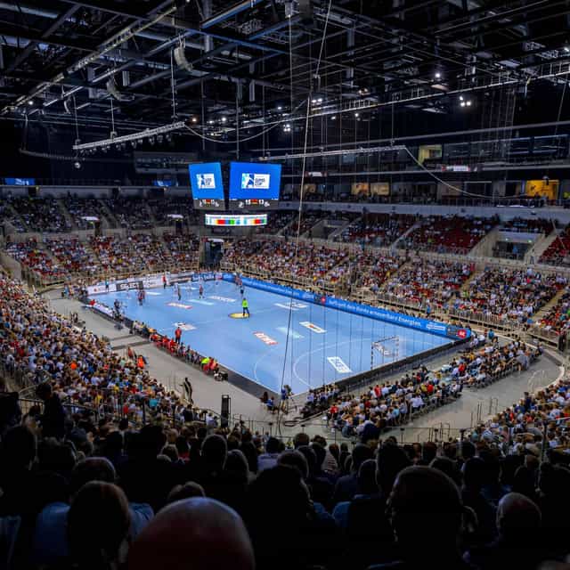 CASTELLO Düsseldorf arena with tiered seating for large-scale sporting events and tournaments.