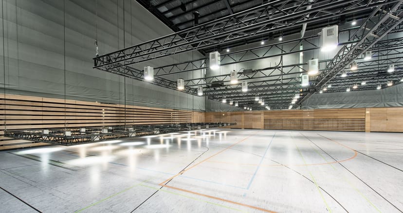 CASTELLO Düsseldorf multipurpose hall with rigging for large-scale corporate events and exhibitions.