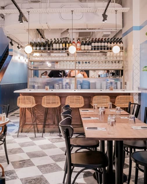 Stylish dining area at Crust Bros Covent Garden, ideal for networking and small events.