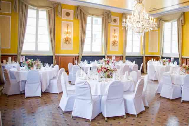 Margaux ballroom with elegant chandeliers for gala and banquet event hosting.