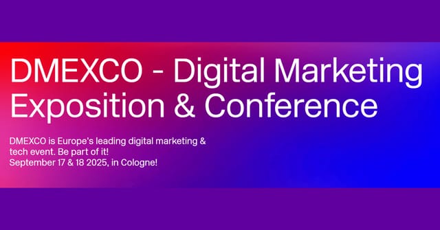DMEXCO 2025 promotional banner for digital marketing trade show and industry conference.