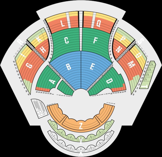 Kölner Philharmonie fan-shaped seating chart for event planning and concert venue management.