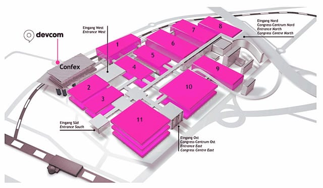 Confexhall section 3 site map showing modular hall connectivity for exhibition and trade show flow.