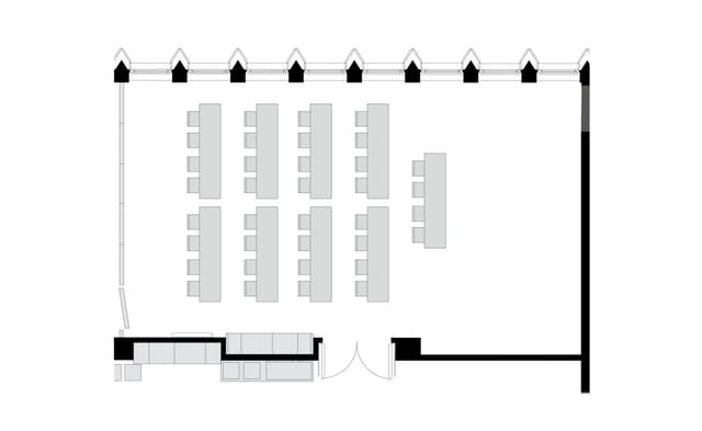 Classroom-style Space Unit 1 & 2 at 25hours Hotel The Circle for corporate meetings and events.