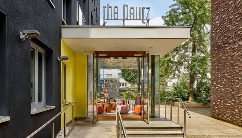 Boutique hotel foyer entrance for corporate networking events and professional meeting planning.