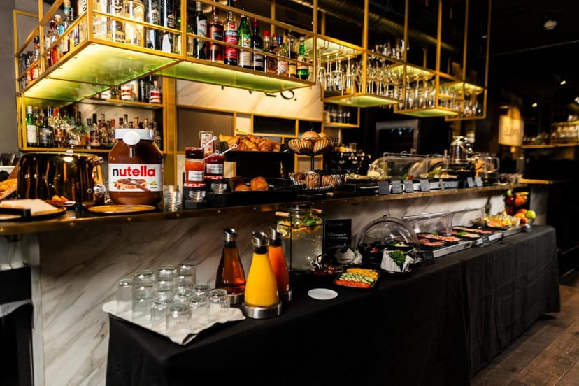 Breakfast buffet at Legend Hotel with Nutella station for corporate and social events.
