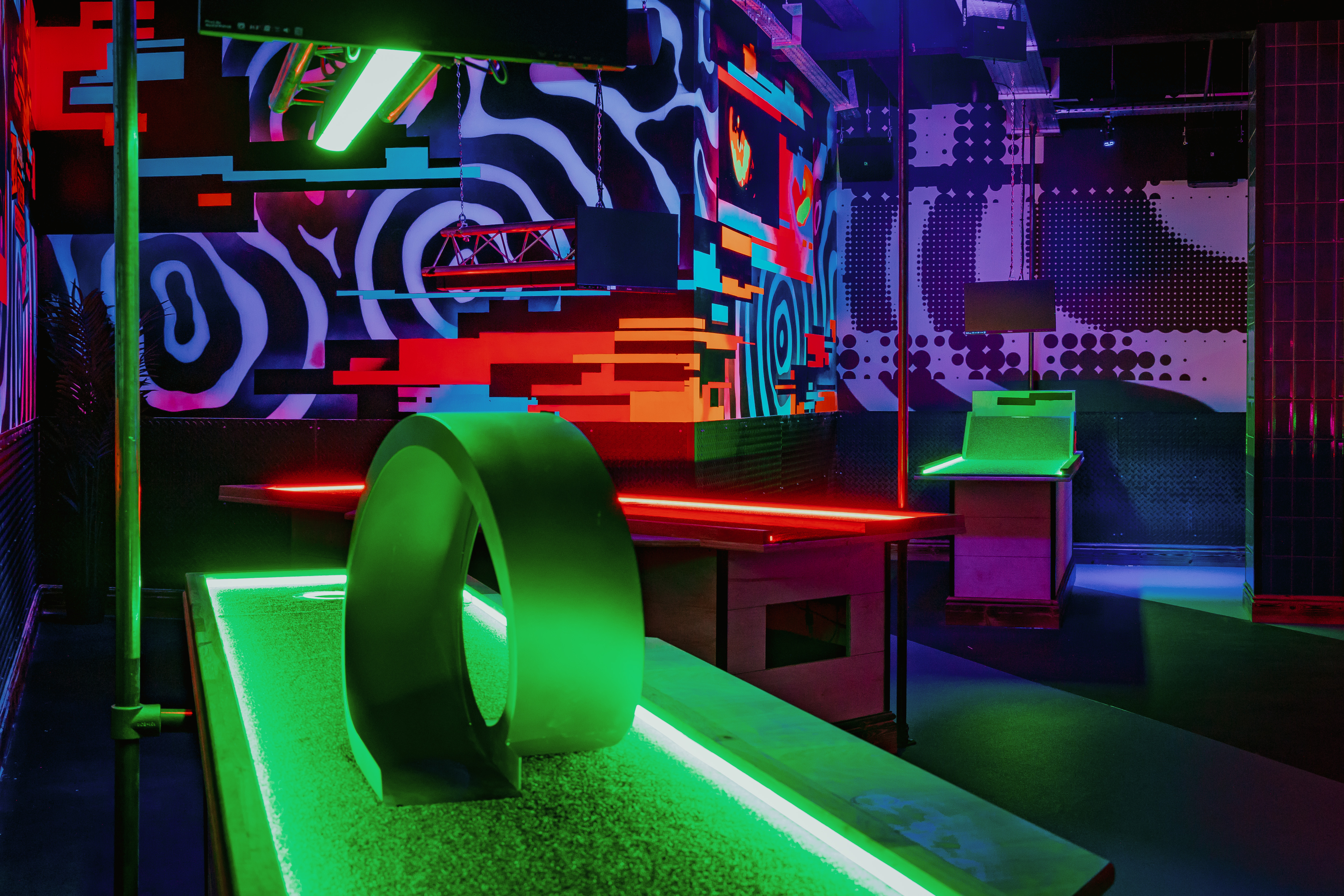 Vibrant event space at Roxy Lanes, Bristol, perfect for creative gatherings and parties. - Banner