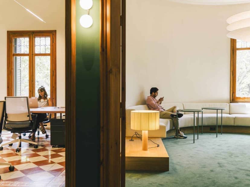 Office at Casa Les Punxes: Versatile breakout space for hybrid work and professional networking.