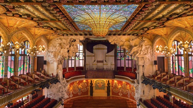 Palau de la Música Catalana auditorium, ornate historic venue for premium galas and product launches.