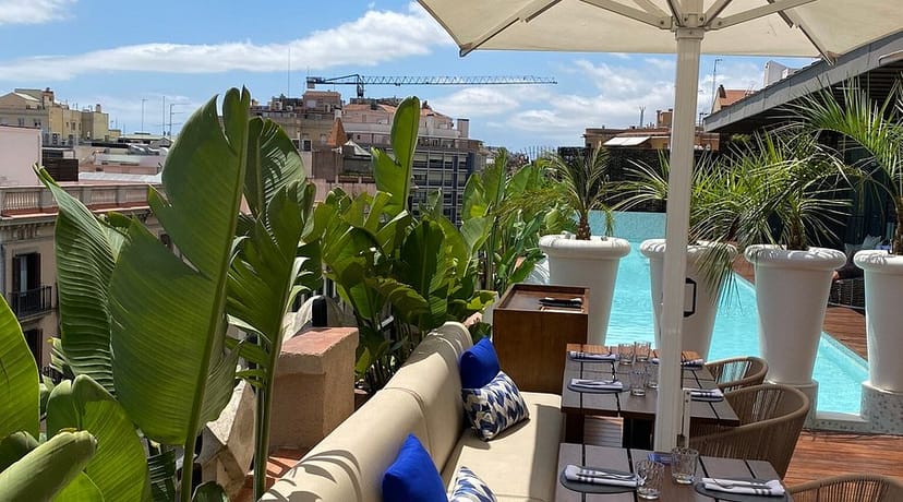 Verbena Terrace rooftop venue with lush greenery, ideal for VIP receptions and incentive lunches.