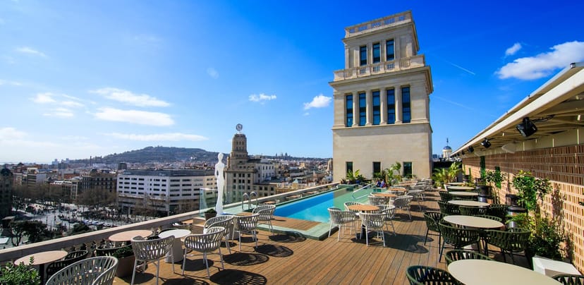 ElCielo rooftop pool bar for corporate networking cocktail events with city views.