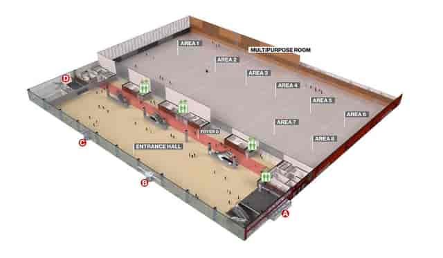 CCIB Barcelona Level P2: Flexible exhibition space and registration hall for corporate events.