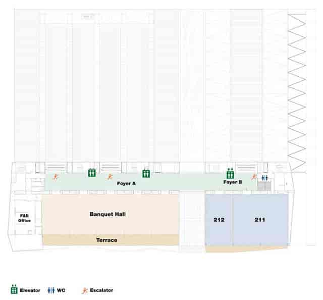 CCIB Barcelona Level P2 floor plan: banquet hall and breakout rooms for corporate conferences.