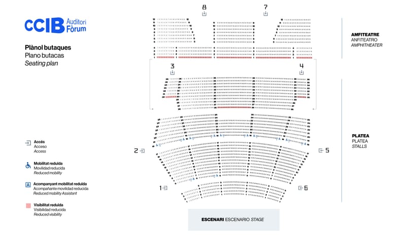 CCIB Auditori Fòrum floor plan: seating capacity layout for corporate event venue planning.