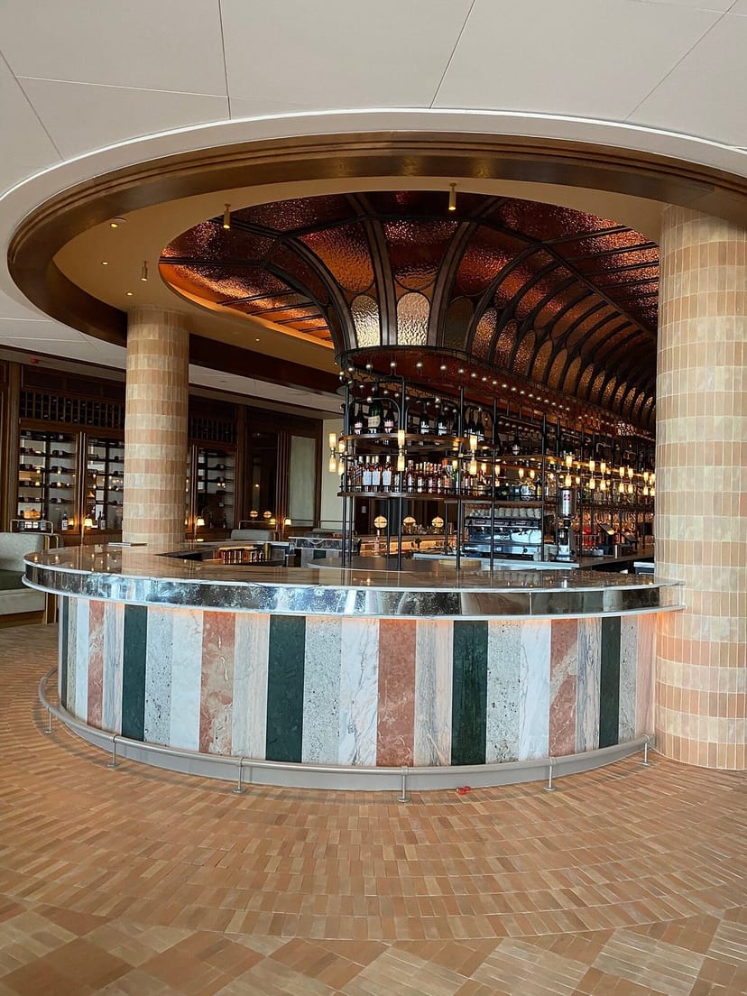 Sophisticated SLS Barcelona lounge bar, ideal for upscale cocktail receptions and networking events.