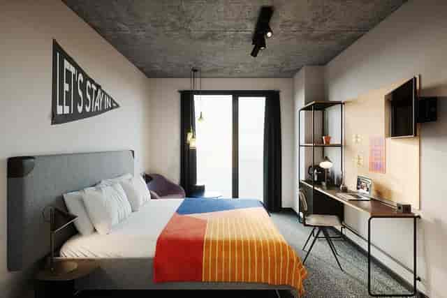 Modern Poblenou Campus conference room, minimalist design, business meeting and event venue.