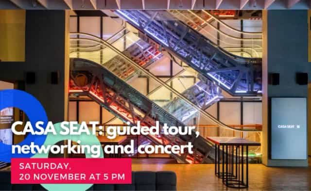 Modern CASA SEAT auditorium for corporate event hosting and brand activation.