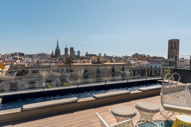 The Bagués Terrace rooftop with skyline views, perfect for exclusive cocktail events and receptions.