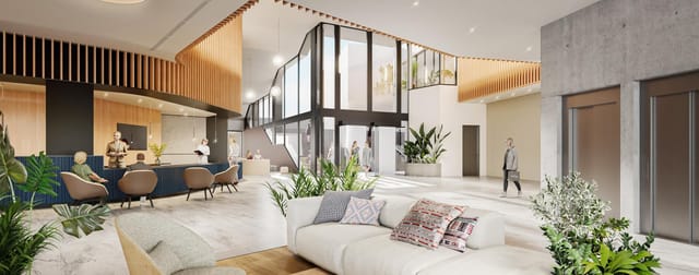 Tembo Barcelona lobby: modern reception area and breakout zone for corporate events and networking.