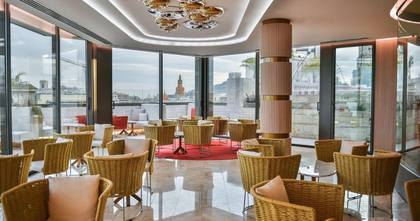 Almanac Barcelona rooftop lounge with city views for VIP receptions and networking events.