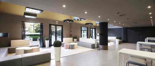 Hotel Alimara lobby with modular lounge seating for business networking and corporate events.