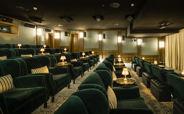 Luxury Green Room screening space in Soho House Barcelona for corporate events and film premieres.