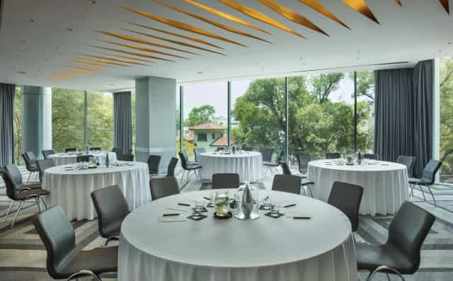 W Mexico City banquet room with floor-to-ceiling windows for executive meetings and corporate events.