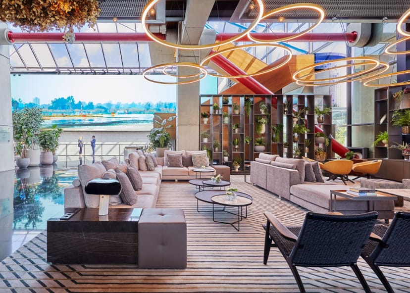 Neptuno breakout space at Hyatt Regency Barcelona: Biophilic design for corporate retreats.
