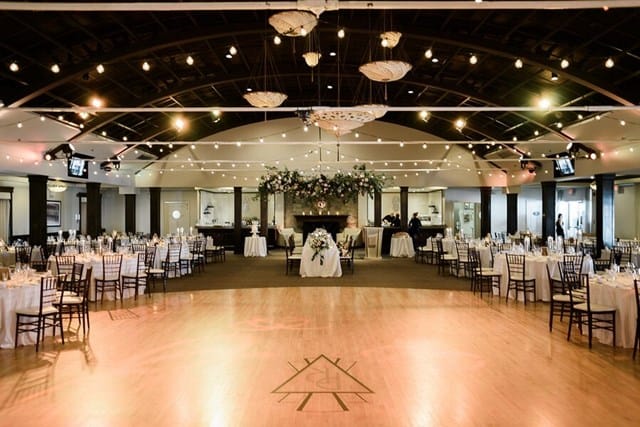 Palais Royale ballroom with bistro lighting, perfect for wedding receptions and galas.