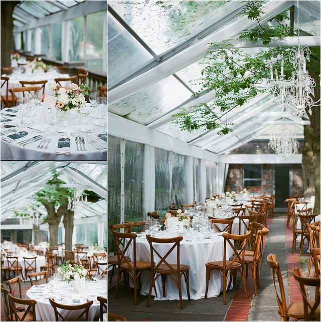 Luxury marquee banquet hall at Graydon Hall Manor with chandeliers for elegant wedding events.