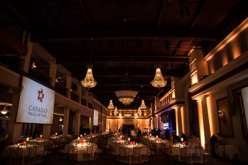 Governor’s Room gala with chandeliers and uplighting, ideal for luxury corporate event or wedding.