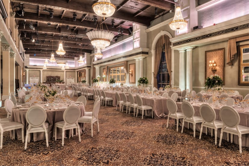 Artifacts Room ballroom in Liberty Grand with elegant architecture for weddings and galas.