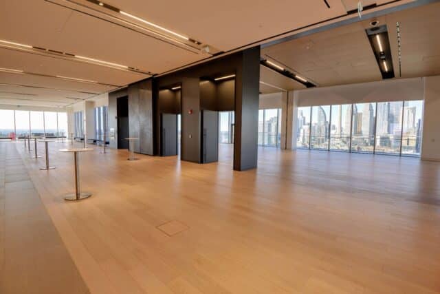 Modern Globe and Mail Centre event space with skyline view for corporate networking and mixers.