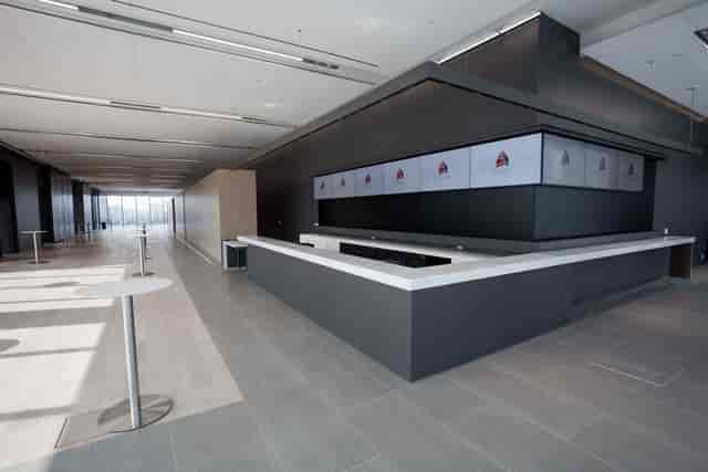 Modern meeting room bar at The Globe and Mail Centre for corporate networking and events.