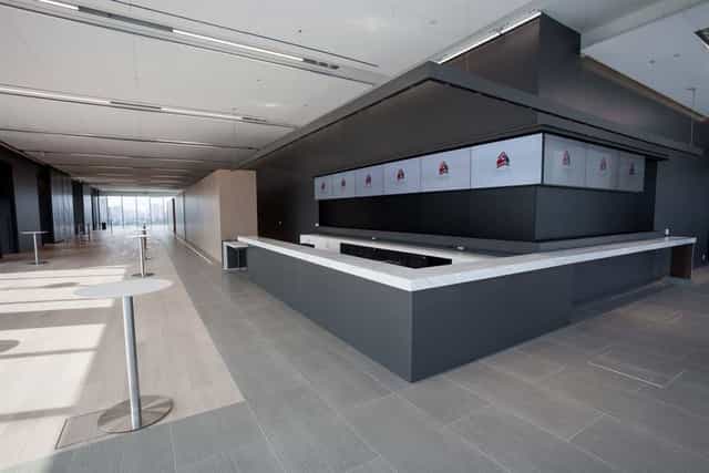 Modern meeting room bar at The Globe and Mail Centre for corporate networking and events.