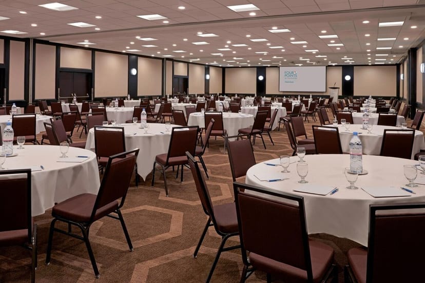 Muskoka Ballroom at Sheraton Toronto Airport set for corporate event or conference plenary session.
