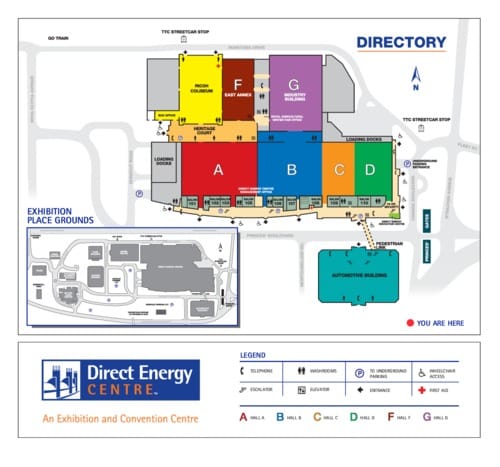 Enercare Centre Mezzanine site map for exhibit hall logistics and venue event planning.
