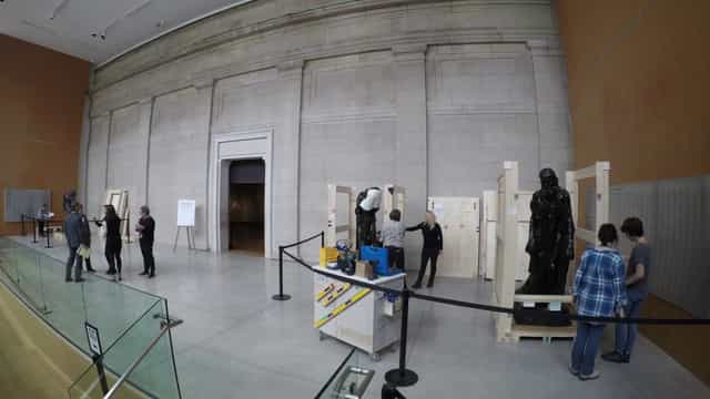 Joey & Toby Tanenbaum Sculpture Atrium during event load-in at Art Gallery of Ontario.