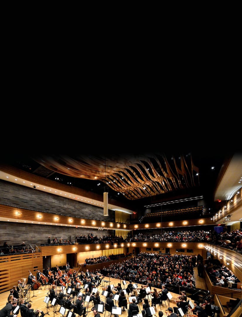Mazzoleni Concert Hall interior with tiered ceiling for premium corporate events and gala venue.