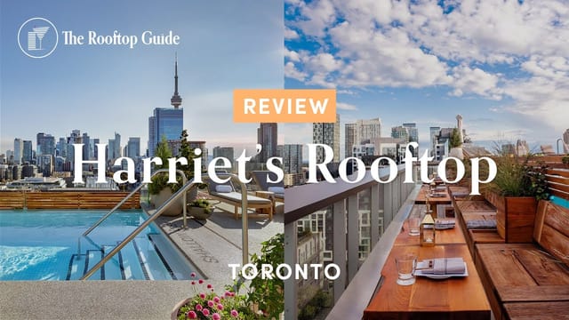 Harriet’s Rooftop, Toronto skyline view, upscale corporate mixer venue, sunset reception space.