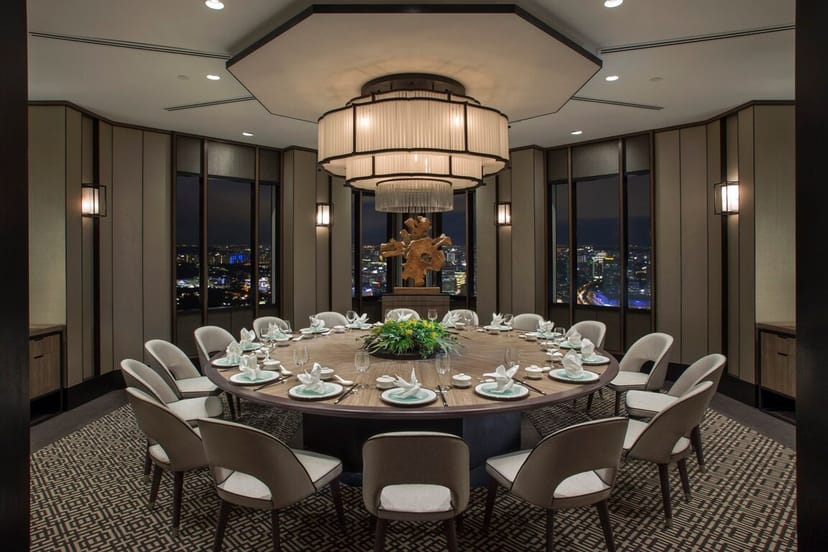 Elegant private dining room at Pan Pacific Toronto for executive board meetings and VIP events.