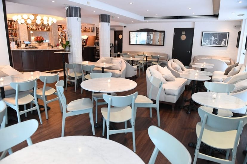 High-end Sassafraz restaurant interior for corporate events and cocktail receptions.