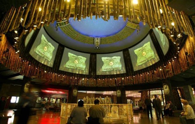 Fern Resort circular rotunda with 360-degree projection screens for corporate events and keynotes.