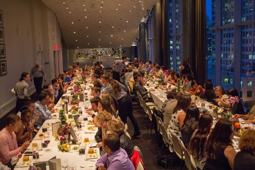 Foxwarren Room banquet setup with city views for formal dinner and corporate event.