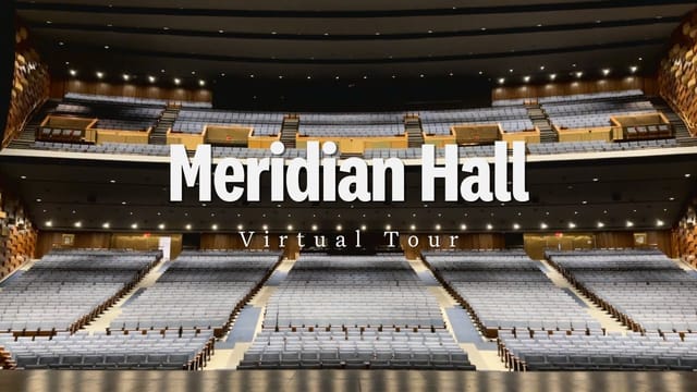 Meridian Hall proscenium theater for corporate events and keynote presentations.