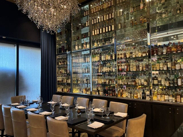 Via Allegro Ristorante dining room with elegant lighting for VIP dinners and corporate events.