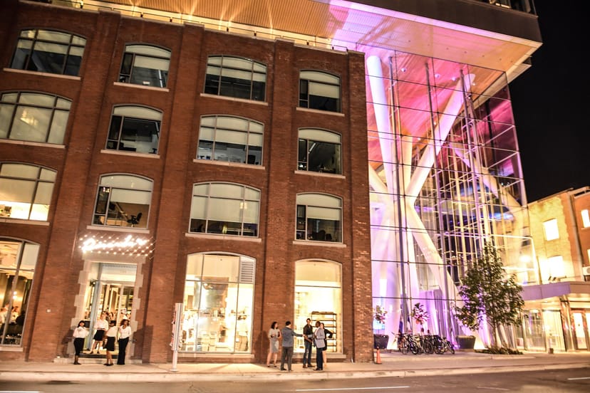 Historic brick and glass Café in Ricarda's: elegant venue for evening receptions or brand activations.